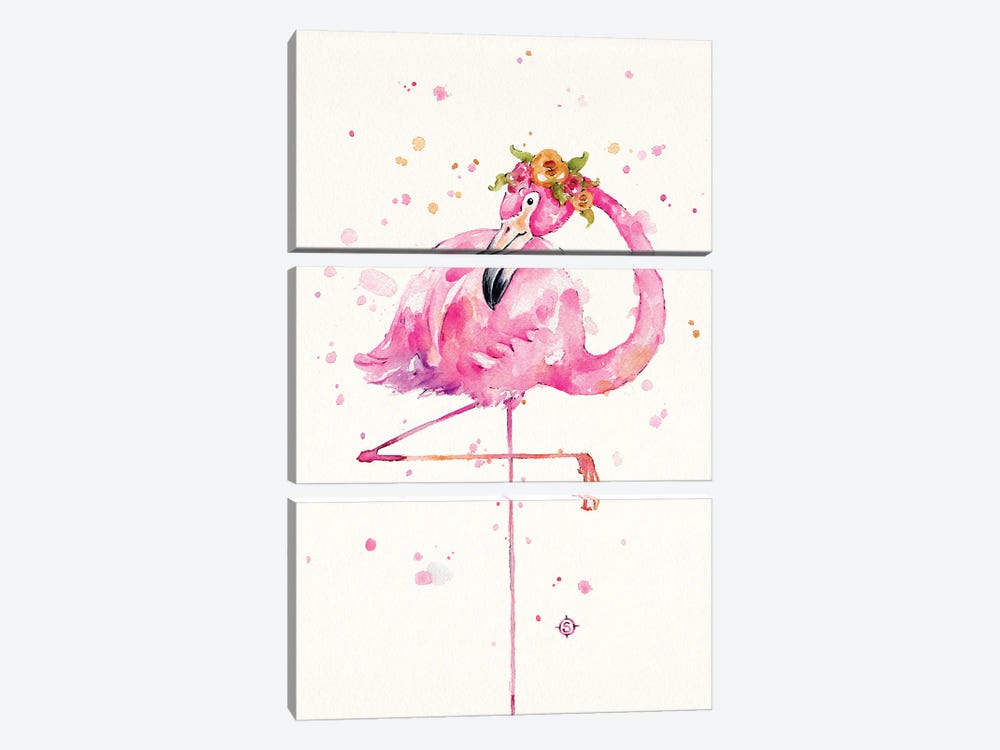 Sweet Flamingo by Sillier Than Sally 3-piece Art Print