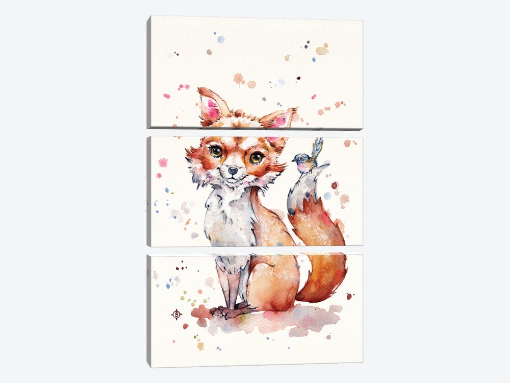 Sweet Fox by Sillier Than Sally 3-piece Canvas Wall Art