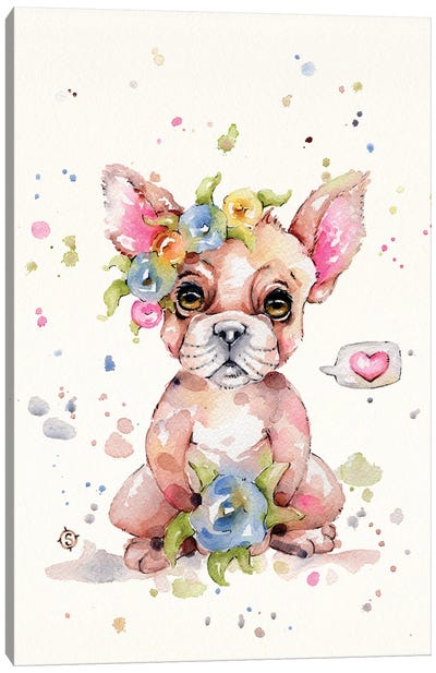 Sweet Frenchie Canvas Art Print - French Bulldog Art