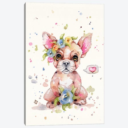 Sweet Frenchie Canvas Print #SIL88} by Sillier Than Sally Canvas Print