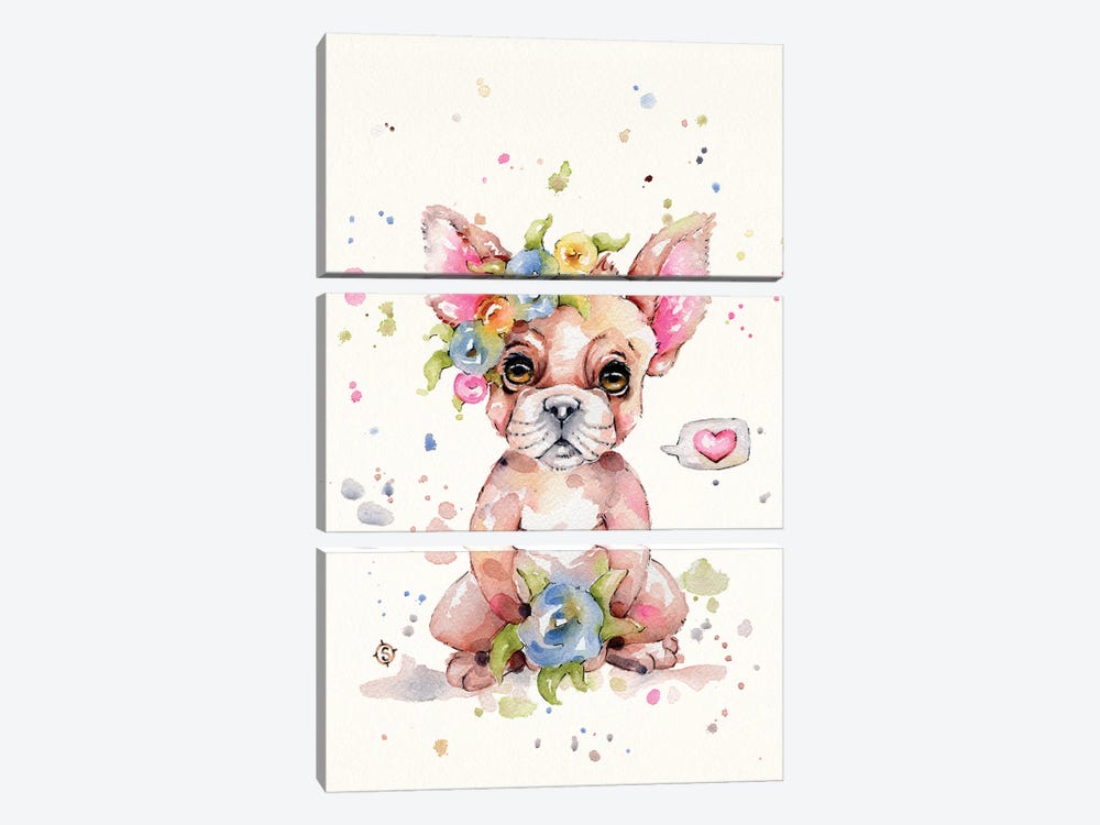 Sweet Frenchie by Sillier Than Sally 3-piece Art Print