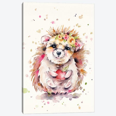 Sweet Hedgehog Canvas Print #SIL89} by Sillier Than Sally Canvas Art Print