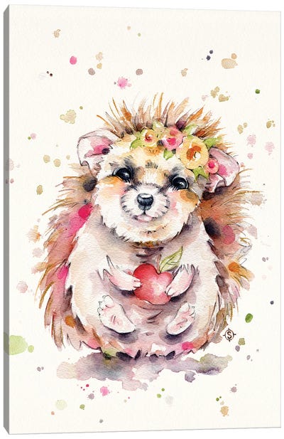 Sweet Hedgehog Canvas Art Print - Hedgehogs