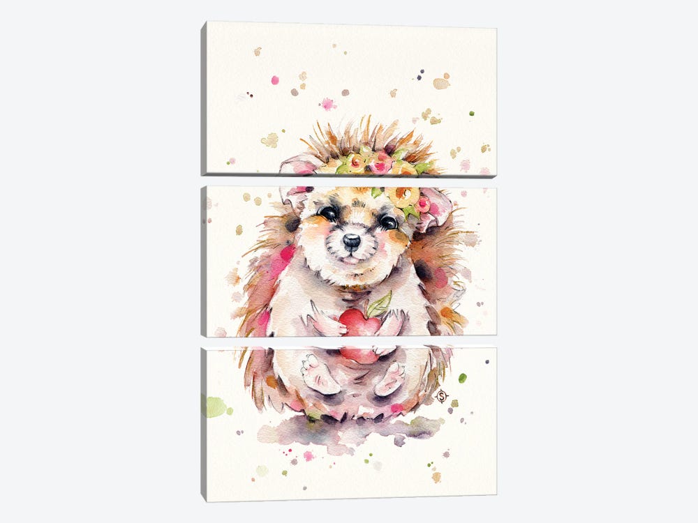 Sweet Hedgehog by Sillier Than Sally 3-piece Canvas Artwork