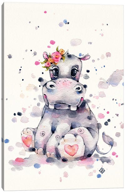 Sweet Hippo Canvas Art Print - Sillier Than Sally