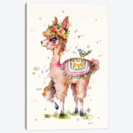 Sweet Llama Canvas Print #SIL92} by Sillier Than Sally Canvas Wall Art