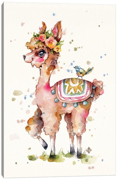 Sweet Llama Canvas Art Print - Llama & Alpaca Art