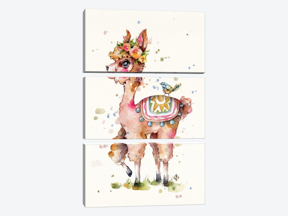 Sweet Llama by Sillier Than Sally 3-piece Canvas Art