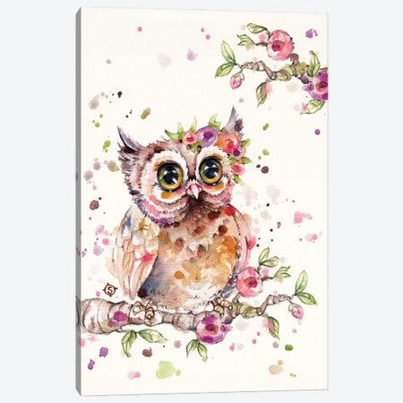 Sweet Owl Canvas Print #SIL93} by Sillier Than Sally Canvas Wall Art