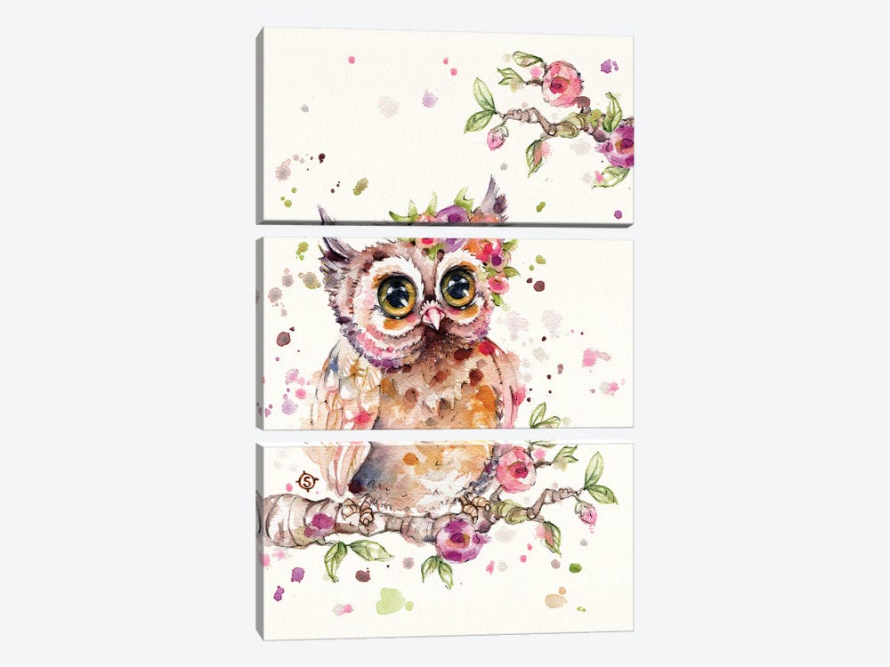 Sweet Owl by Sillier Than Sally 3-piece Art Print