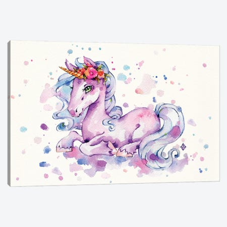 Sweet Unicorn Canvas Print #SIL94} by Sillier Than Sally Art Print