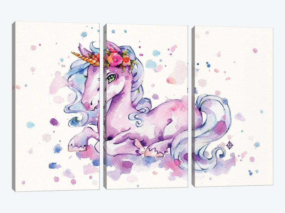 Sweet Unicorn by Sillier Than Sally 3-piece Canvas Wall Art