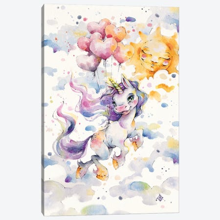 Unicorn Playtime Canvas Print #SIL95} by Sillier Than Sally Canvas Art Print