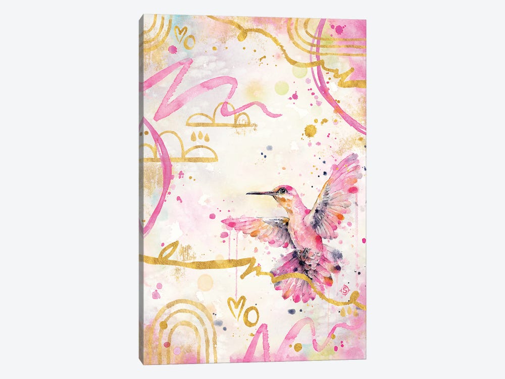Abstract Pink - Flight Of The Hummingbird by Sillier Than Sally 1-piece Art Print