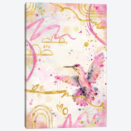 Abstract Pink - Flight Of The Hummingbird Canvas Print #SIL97} by Sillier Than Sally Canvas Art Print