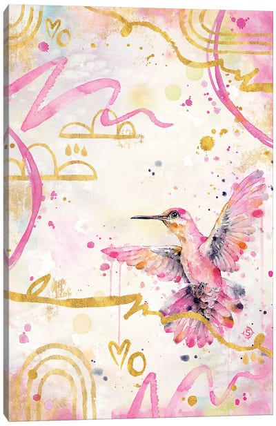 Abstract Pink - Flight Of The Hummingbird Canvas Art Print - Hummingbird Art