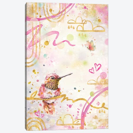 Abstract Pink - Fluffy Hummingbird Canvas Print #SIL98} by Sillier Than Sally Canvas Artwork