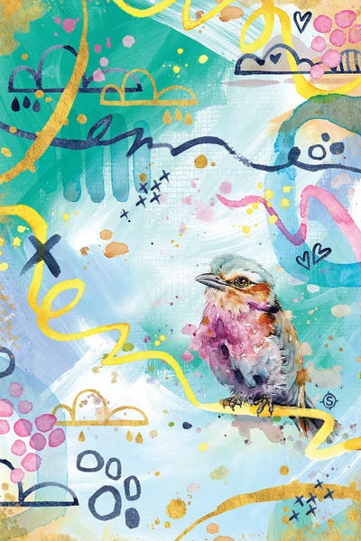 Abstract Blue - Lilac Breasted Roller Bird by Sillier Than Sally canvas print