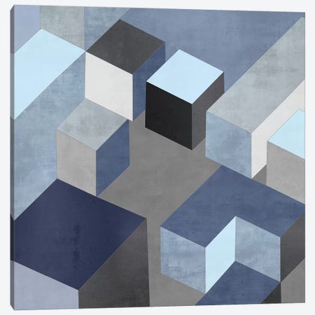Cubic In Blue I Canvas Print #SIM1} by Todd Simmons Canvas Artwork