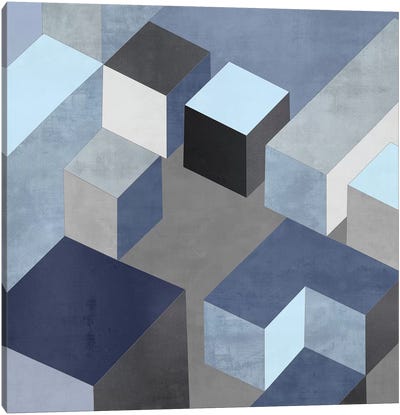 Cubic In Blue I Canvas Art Print
