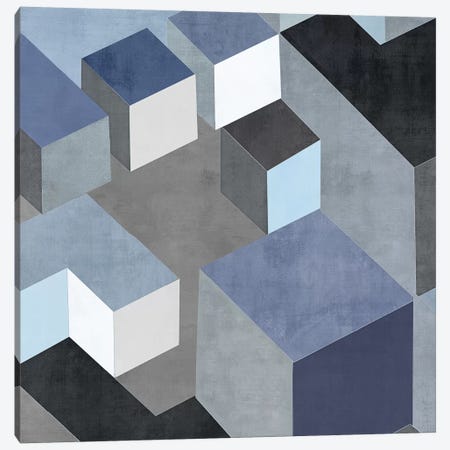 Cubic In Blue II Canvas Print #SIM2} by Todd Simmons Canvas Artwork