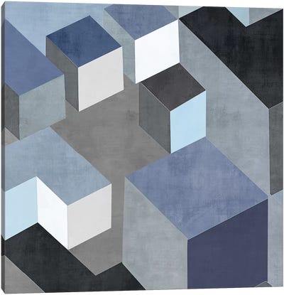 Cubic In Blue II Canvas Art Print