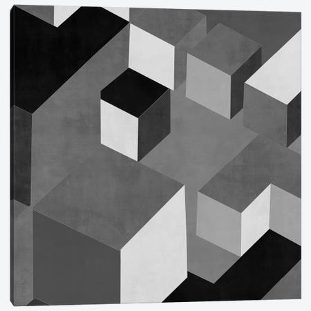 Cubic In Grey I Canvas Print #SIM3} by Todd Simmons Canvas Wall Art