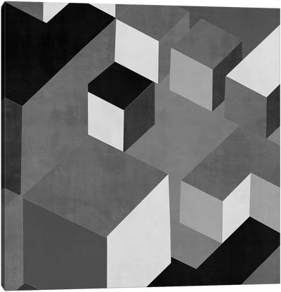Cubic In Grey I Canvas Art Print - Industrial Office Art