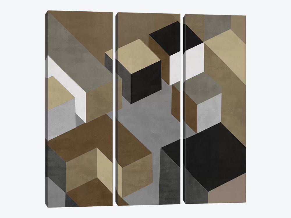 Cubic In Neutral I by Todd Simmons 3-piece Art Print
