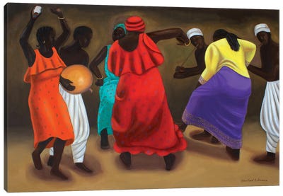 African Dancers Canvas Art Print - Dancer Art