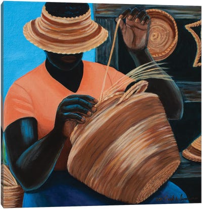 Basket Lady XXI Canvas Art Print - Contemporary Portraiture by Black Artists