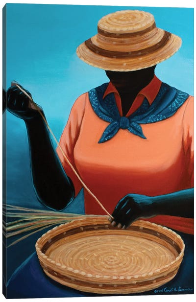 Basket Lady XVI Canvas Art Print - Hat Art