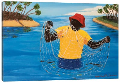 Casting A Net VI Canvas Art Print - Fishing Art