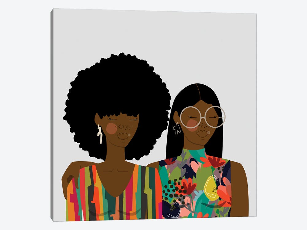 Sisters by sheisthisdesigns 1-piece Canvas Wall Art