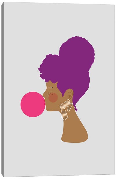 Purple Lady Canvas Art Print - Bubble Gum