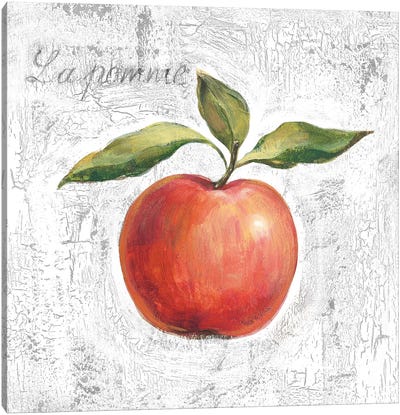 La Pomme on White Canvas Art Print - Apple Art
