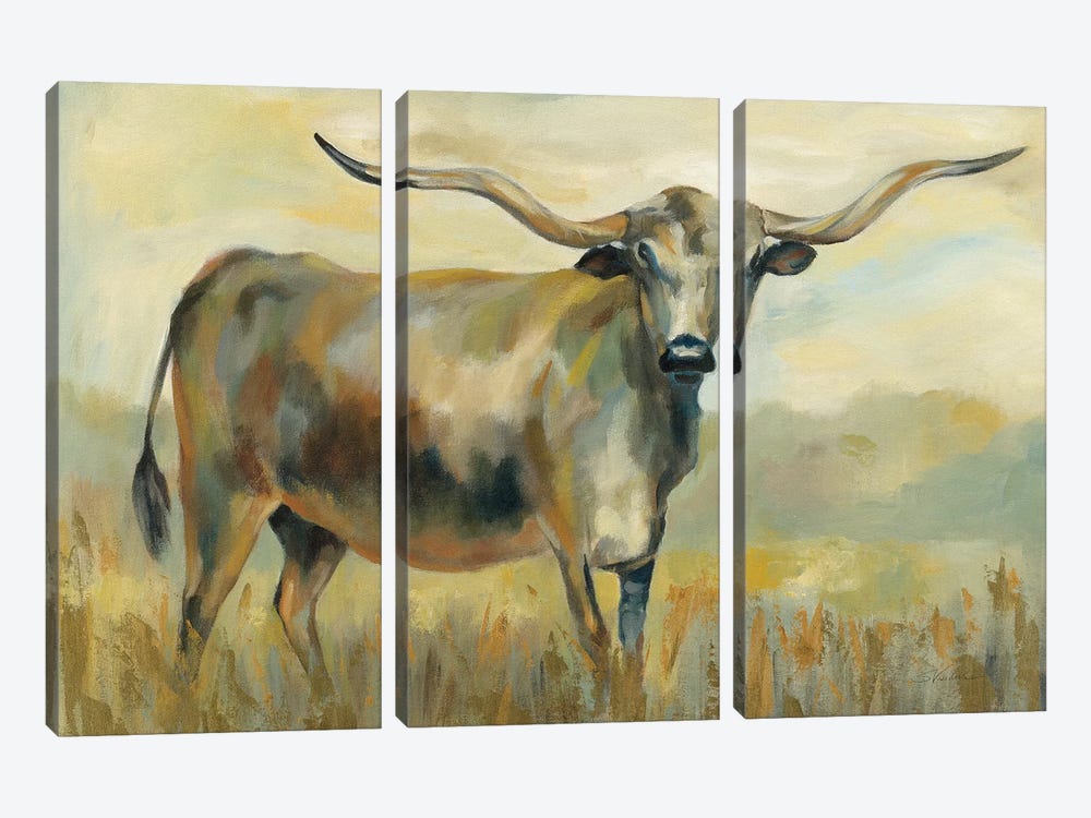 Longhorn Cow by Silvia Vassileva 3-piece Canvas Art