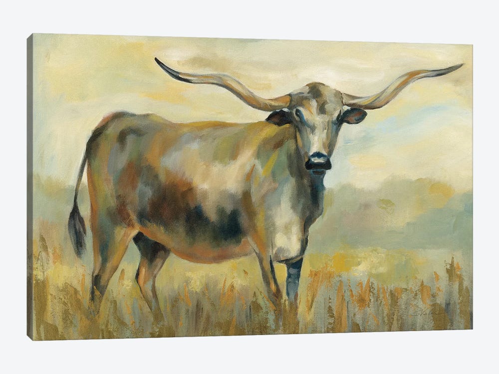 Longhorn Cow by Silvia Vassileva 1-piece Canvas Wall Art