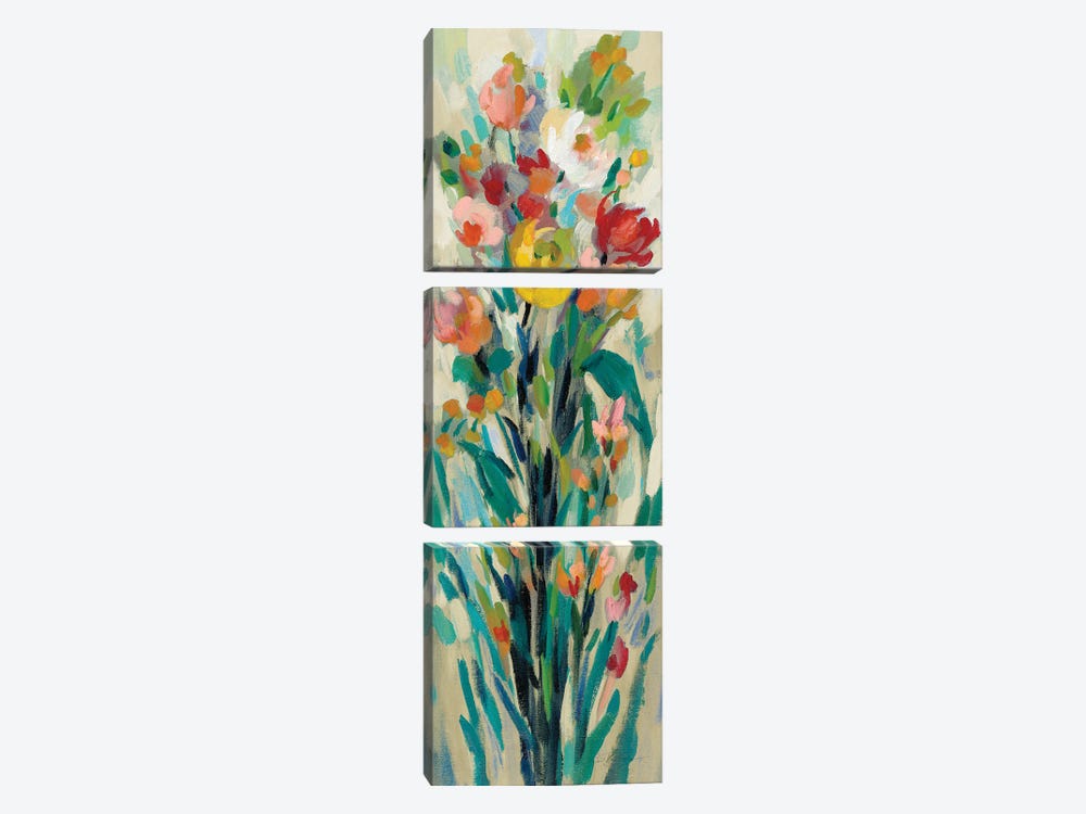 Tall Bright Flowers Cream I by Silvia Vassileva 3-piece Canvas Art Print