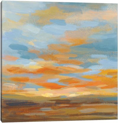 High Desert Sky II Bright Blue Canvas Art Print - Orange & Teal