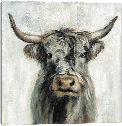 Highland Cow Canvas Art Print - Modern Farmhouse Living Room Art