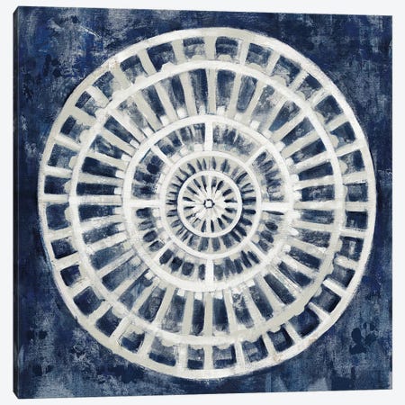 Blue Textured Medallion Canvas Print #SIV204} by Silvia Vassileva Art Print