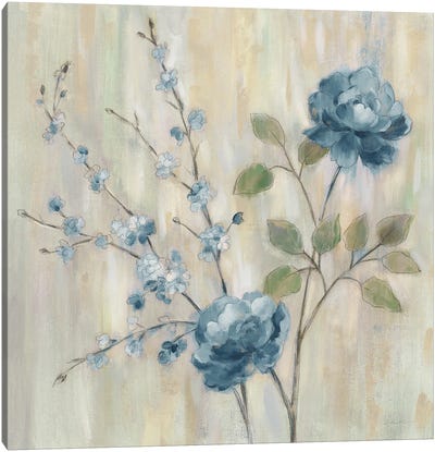 Contemporary Chinoiserie Blue Canvas Art Print - Chinoiserie Art