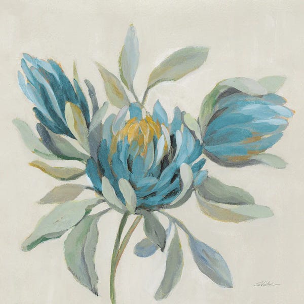 Protea: Field Floral I Blue by Silvia Vassileva