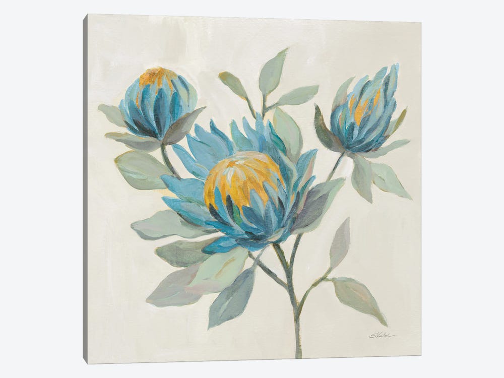 Field Floral II Blue by Silvia Vassileva 1-piece Canvas Wall Art