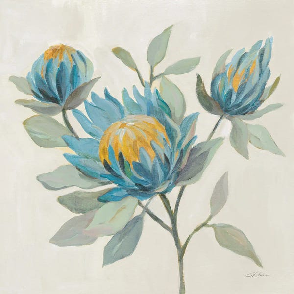 Protea: Field Floral II Blue by Silvia Vassileva