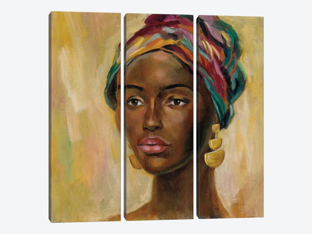 African Face II by Silvia Vassileva 3-piece Canvas Art Print
