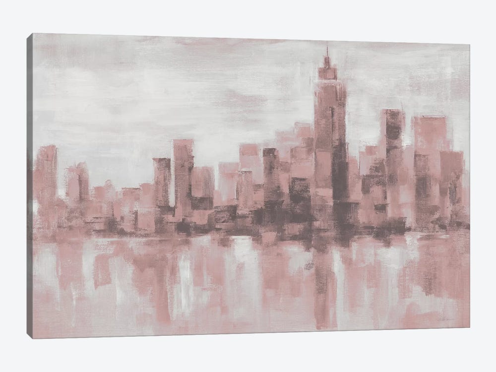 Misty Day in Manhattan Pink Gray by Silvia Vassileva 1-piece Canvas Art