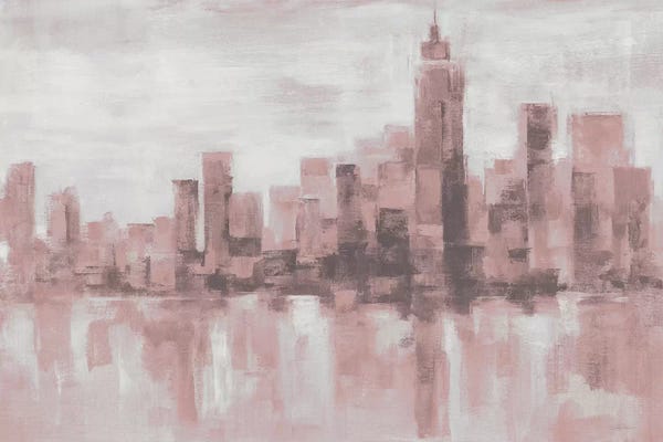 Manhattan: Misty Day in Manhattan Pink Gray by Silvia Vassileva
