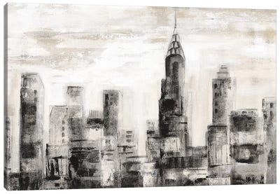 Manhattan Skyline BW Crop Canvas Art Print - Silvia Vassileva